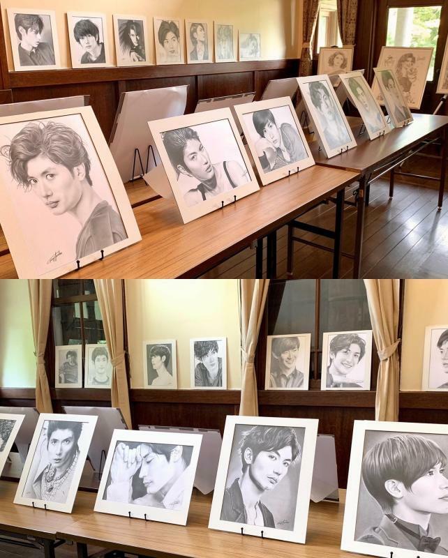 dekoさんこと銀屋純子さんの鉛筆画の展示（2022年７月）本人提供