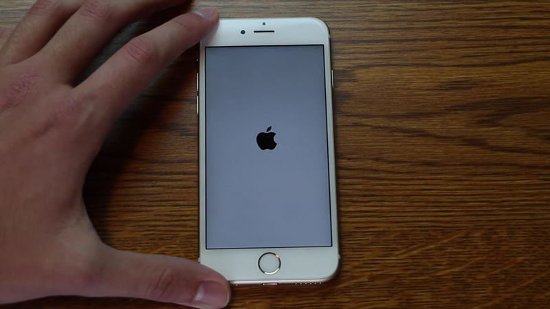 アップルマークが表示されたまま動かないiPhone。動画よりキャプチャ