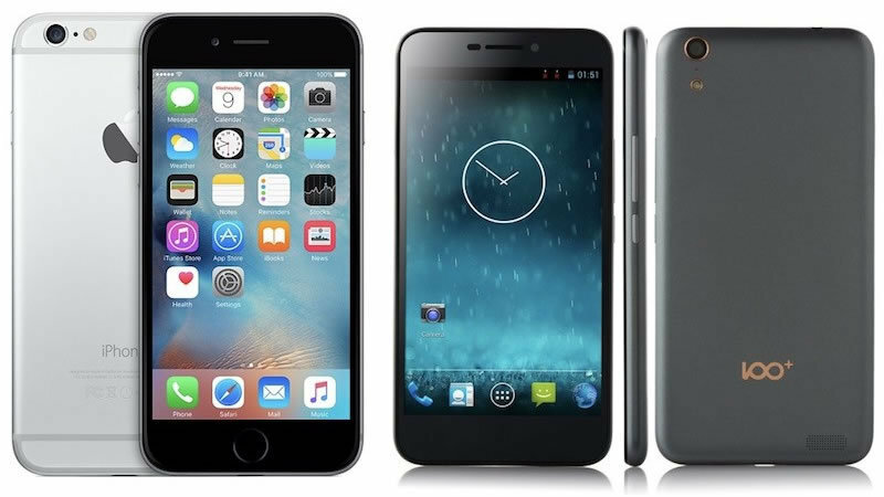 iPhone 6（左）と100C（右）の比較画像。Mac Rumorsより