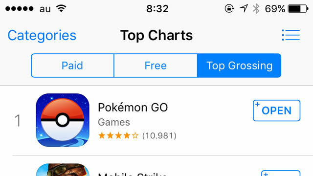 Pokemon GO、アメリカのiTunes Storeで1位に。筆者キャプチャ