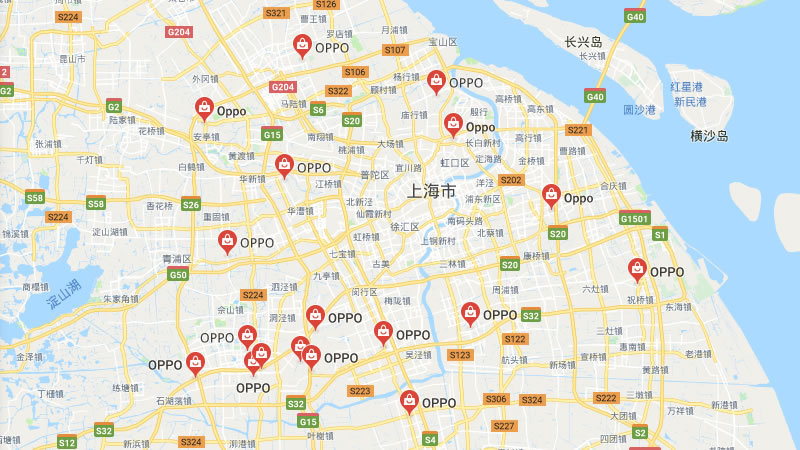 上海のOPPO店舗。Google Mapよりキャプチャ