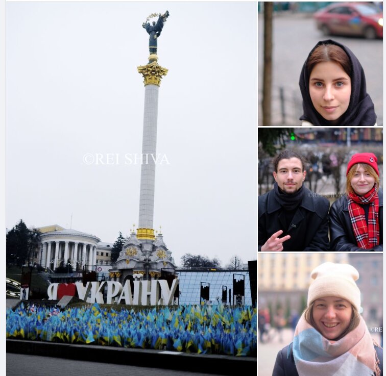 ウクライナ首都キーウにて、街頭で出会った人々　筆者撮影
