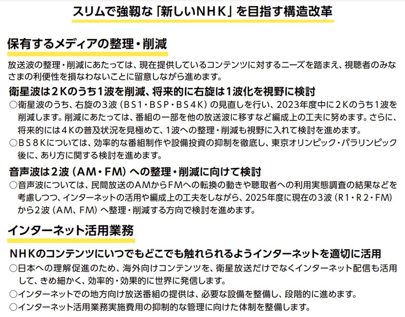 NHK「NHK経営計画 2021-2023年度」（2021年）より。