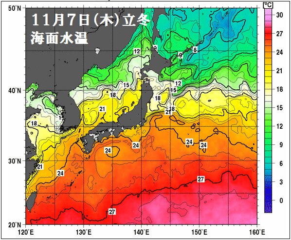 日本付近の海面水温