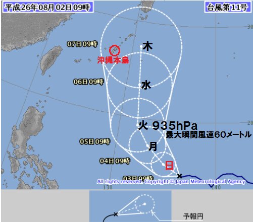 台風１１号は来週後半に列島接近か