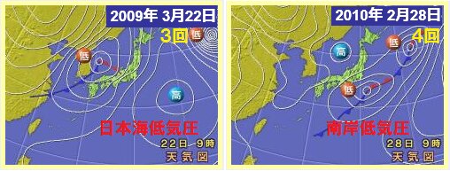東京マラソン、第３回、第４回の天気図