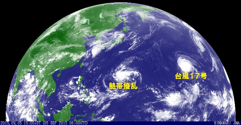 気象衛星ひまわり８号の雲画像（気象庁ＨＰより）