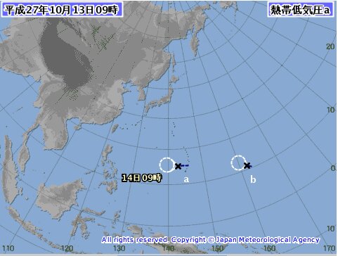 ２つの熱帯低気圧は台風へ発達する予想（気象庁ＨＰより）