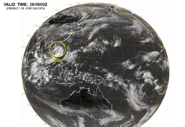 JTWCは熱帯低気圧（HIGH）が発達する予想。