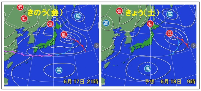 きょうは日本付近の梅雨前線がいったん衰弱する予想