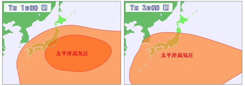 太平洋高気圧の予想（ウェザーマップより）
