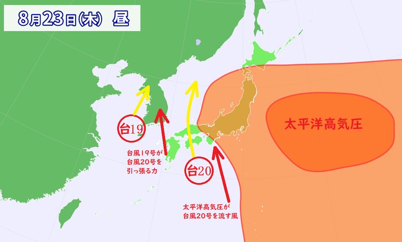 ダブル台風と太平洋高気圧（ウェザーマップ）