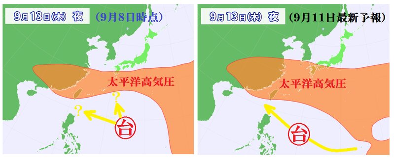 太平洋高気圧と台風２２号の関係（ウェザーマップ）