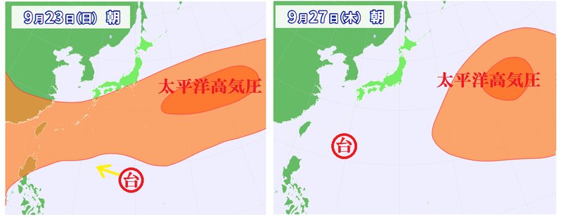 太平洋高気圧と台風２４号（ウェザーマップ）