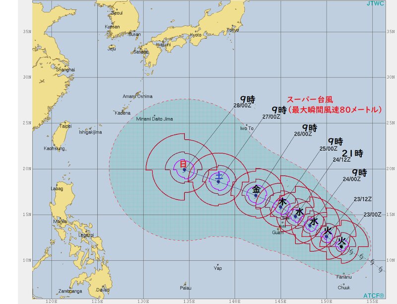 JTWCによる台風２６号の進路予想