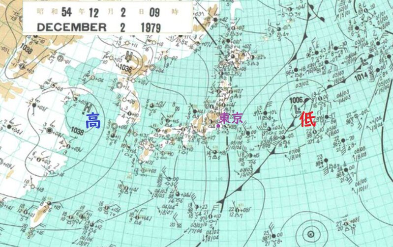 １９７９年１２月２日の天気図（デジタル台風）