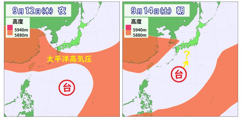 台風と太平洋高気圧の関係（ウェザーマップ）
