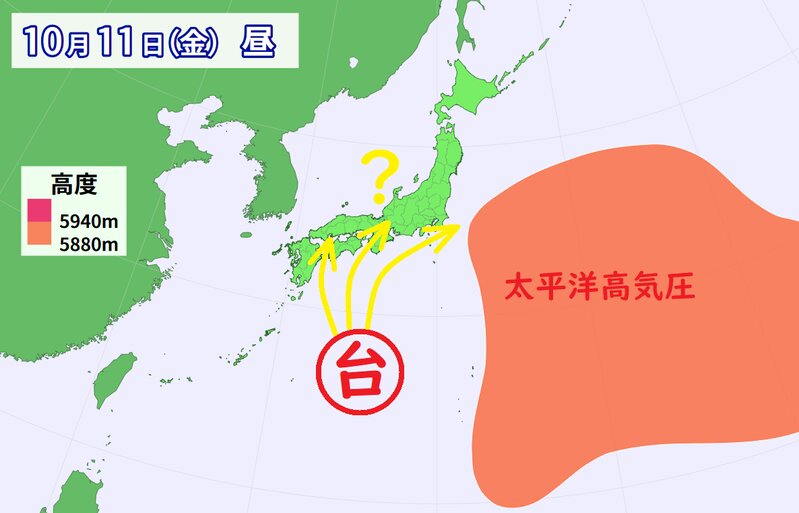 台風１９号と太平洋高気圧（ウェザーマップ）