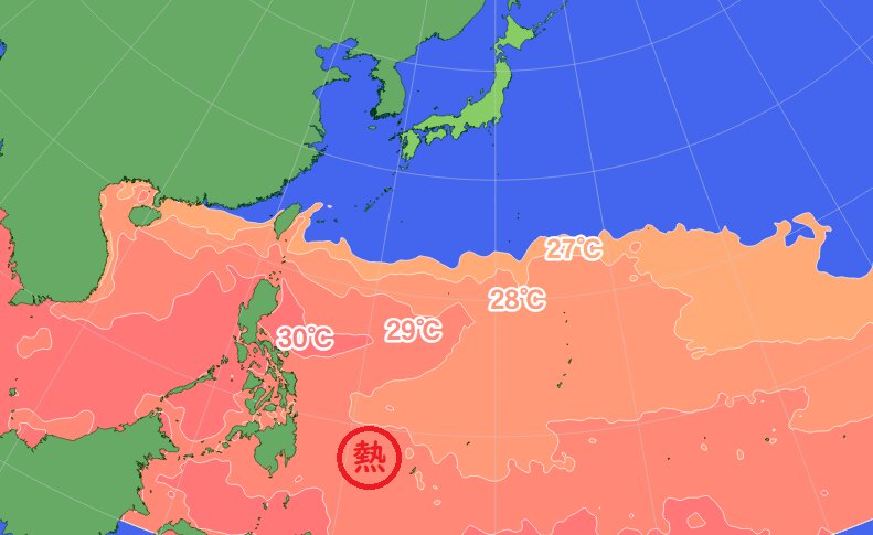５月９日の海面水温（ウェザーマップ）