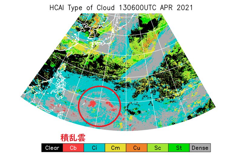 ４月１３日午後３時の雲形（ウェザーマップ）