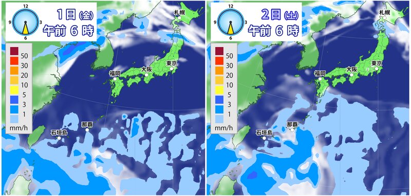 雲と雨雲の予想(ウェザーマップ)