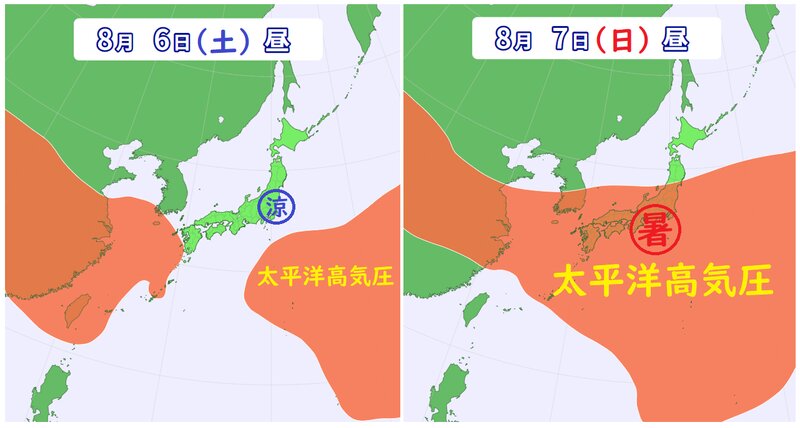 太平洋高気圧の予想（ウェザーマップ）