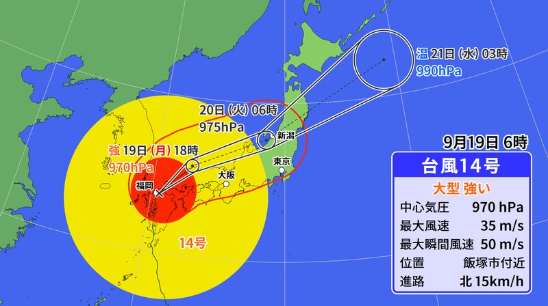台風１４号はこれから列島縦断へ 関東はあす２０日 火 朝に荒天のピークか 杉江勇次 個人 Yahoo ニュース