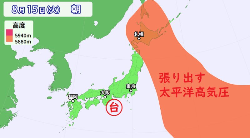 台風７号と太平洋高気圧の予想（ウェザーマップ）