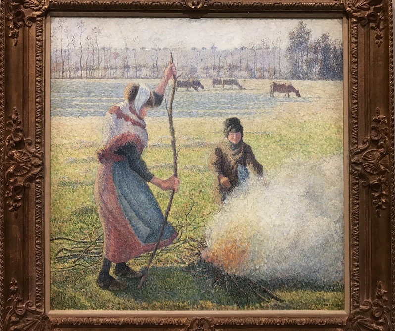 「白い霜　焚き火をする若い農婦」1888年制作　オルセー美術館蔵