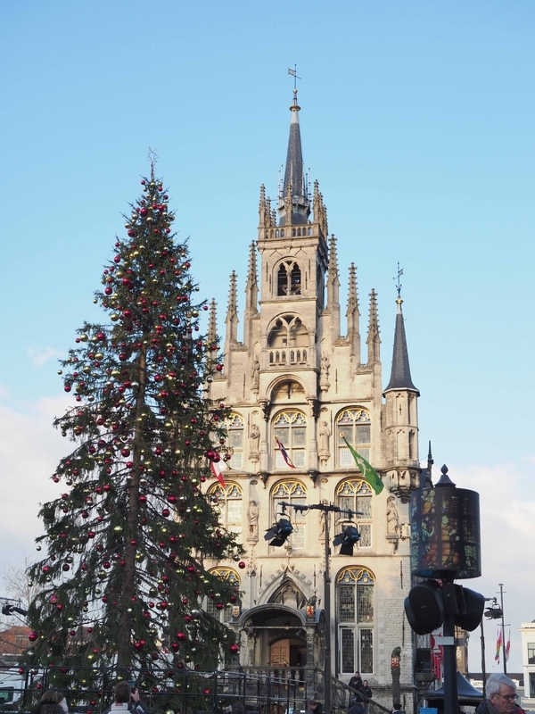 市庁舎正面、マルクト広場に据えられたクリスマスツリー