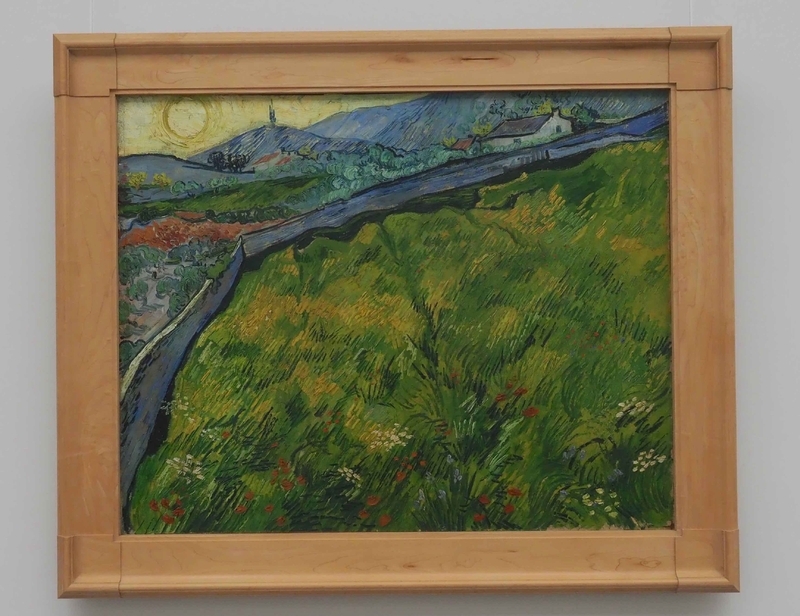「日の出の春小麦畑」（オランダ・クレラー・ミュラー美術館）鉄格子のはまった窓からの眺めを描いた1点