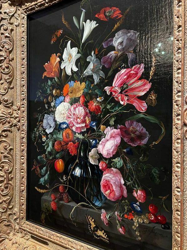 美術館所蔵の花の静物画。ヤン・ダーヴィッツ・デヘイムの作品