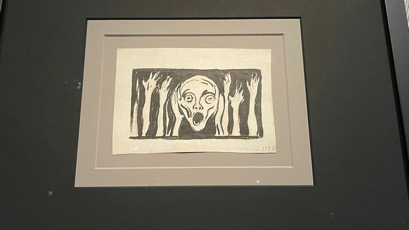 『叫びの頭と手』1898年頃 ベルゲン美術館所蔵　ベラム紙に鉛筆と筆で