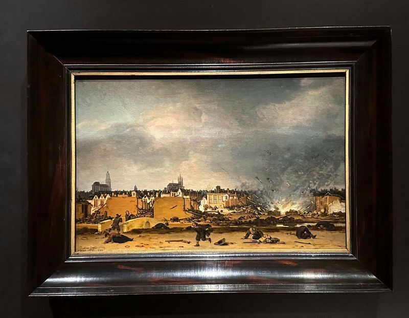 フェルメールの叔母の夫にあたる画家Egbert van der Poelによる火薬庫大爆発の絵。惨事によってこの画家は子供を失いロッテルダムに転居。このテーマの作品を繰り返し制作したという