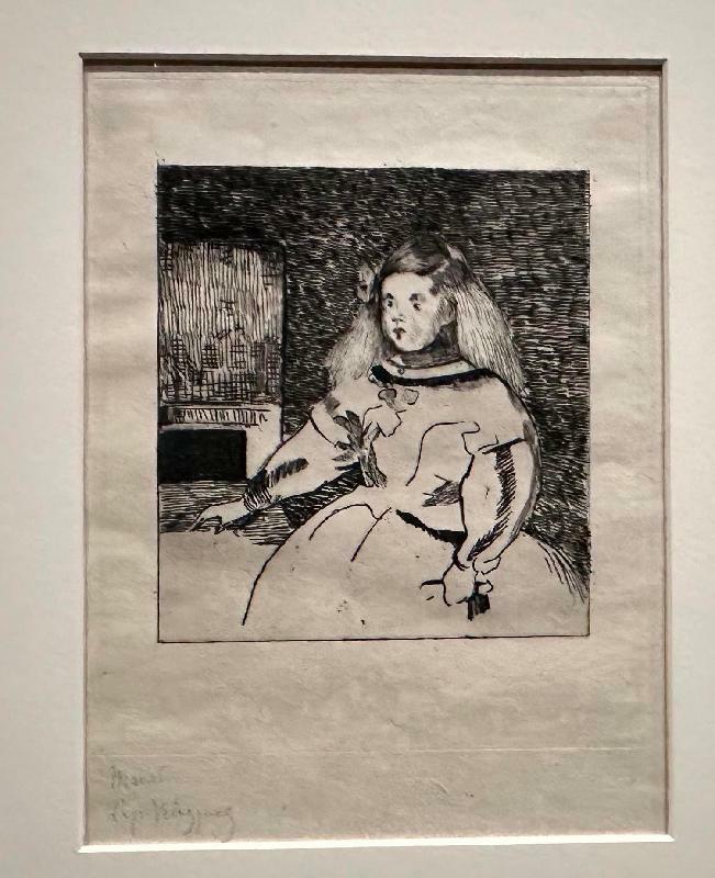 ベラスケスの「王女マルガリータ」をテーマにしたマネの版画作品（1862年　ストックホルム・国立美術館所蔵）