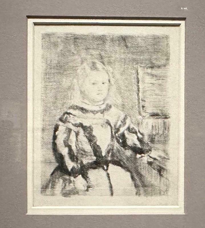 同じく「王女マルガリータ」をテーマにしたドガの版画作品（1862ー64年 ニューヨーク・メトロポリタンミュージアム所蔵）。絵の前で直接銅板を削っていたため、オリジナルの絵画と向きが逆になっている