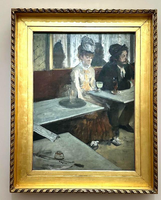 ドガ作「カフェにて（別名/アブサン）」（1875ー76年 オルセー美術館所蔵）。エレン・アンドレという名の友人の女優をモデルにしている