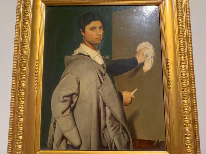 Julie Forestierが1807年にアングルの自画像を模写していた作品。24歳のアングルの自画像は最初はこのような構図だったことがわかる。