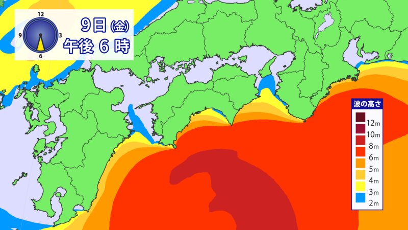 波の高さの予想（提供：ウェザーマップ）