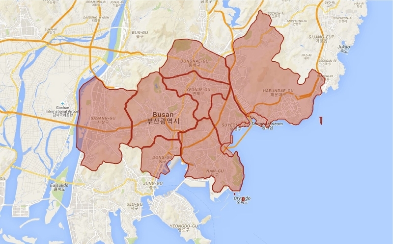 釜山への立ち入り禁止を命じた在韓米軍の地図（フェイスブックから）