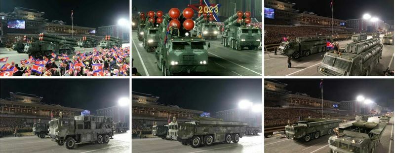 軍事パレードでは少なくとも4種類の北朝鮮の短距離弾道ミサイル（SRBM）が登場した（労働新聞）
