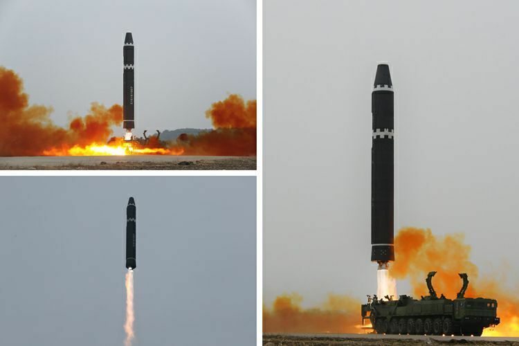 北朝鮮の大陸間弾道ミサイル（ICBM）「火星15」（2月19日付の労働新聞より）