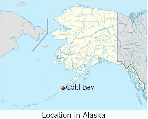 米アラスカ州にあるコールドベイの位置（出典：ウィキメディア・コモンズ）