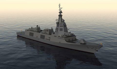 SPY-7レーダーを搭載したスペイン海軍のボニファス級（F110型）フリゲート完成予想図（出典：ナバンティア）