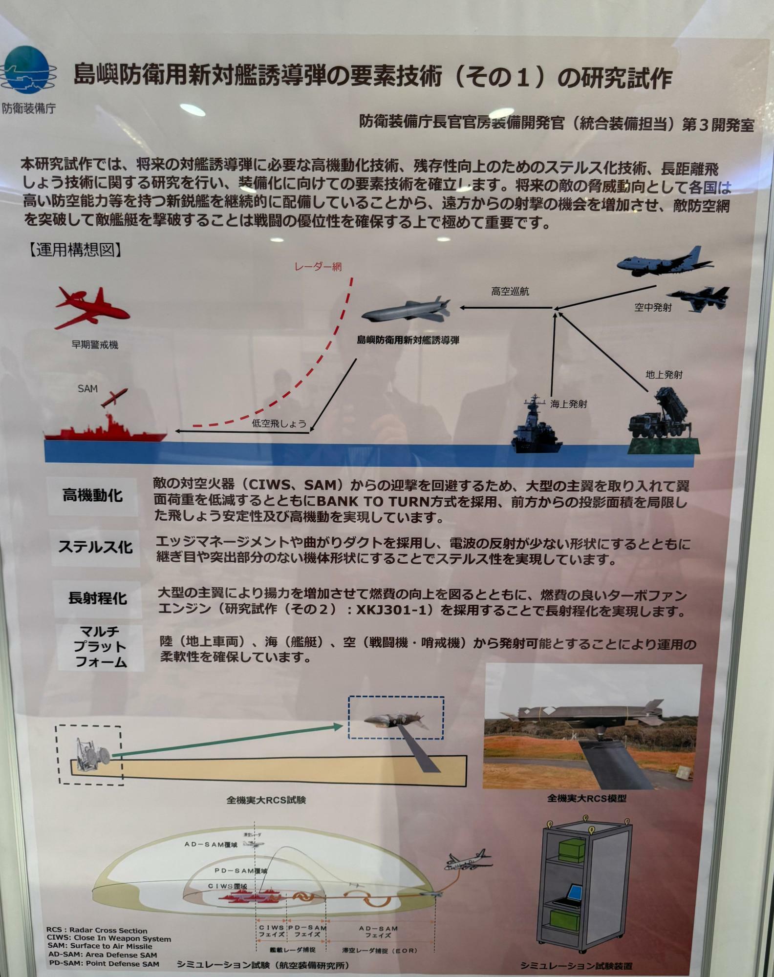 「島嶼防衛用新対艦誘導弾の要素技術（その1）の研究試作」について。「防衛装備庁技術シンポジウム2024」で筆者が撮影。