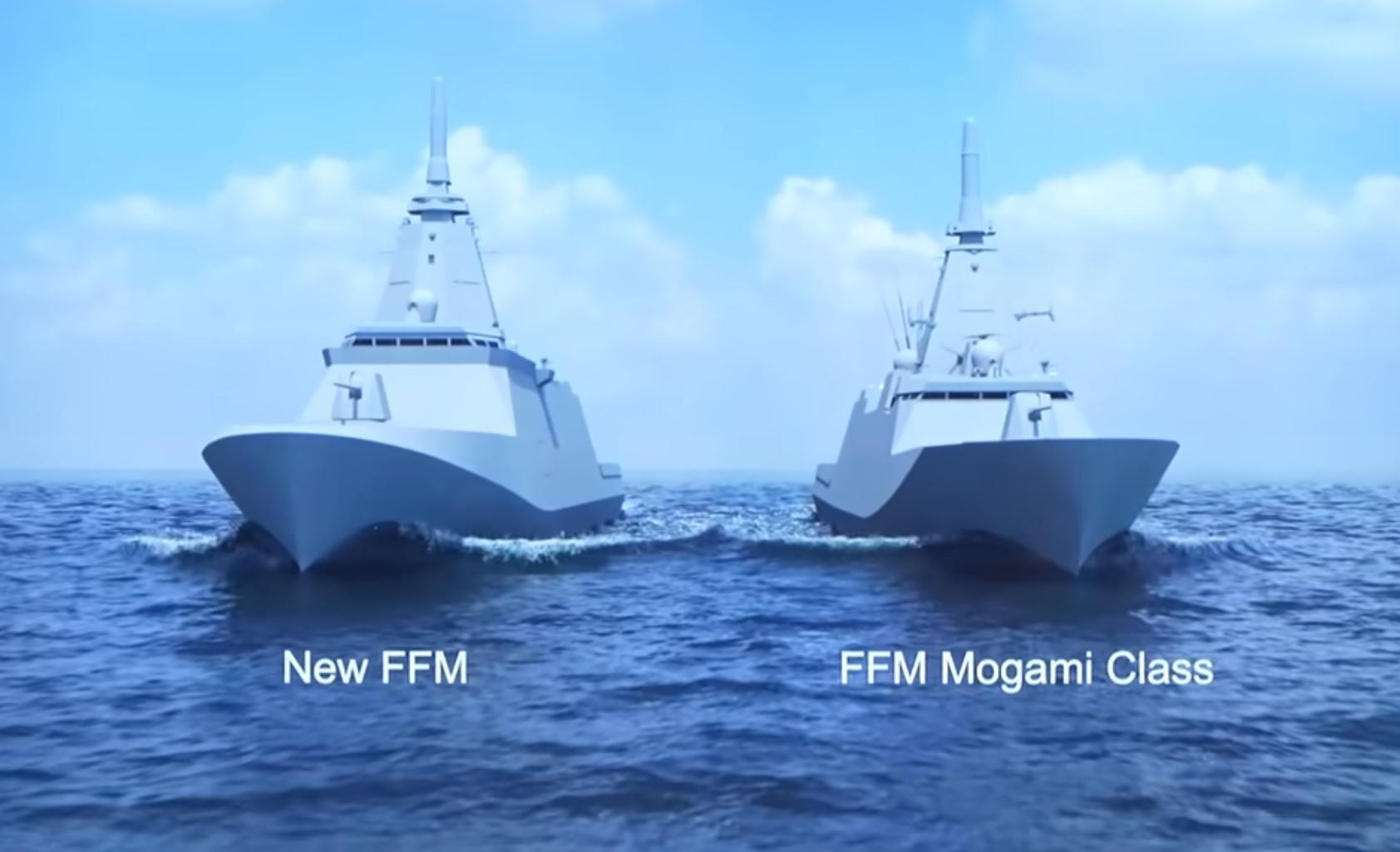 新型FFMともがみ型護衛艦（FFM）のイメージ図（Naval NewsのYouTube動画をスクリーンショット）