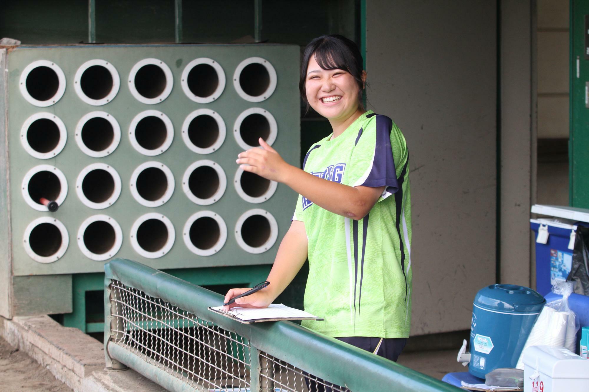 名取北・阿部マネージャー。小、中学生の時はバドミントンをプレー