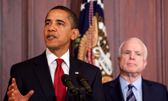 オバマ大統領とマケイン上院議員（2009年3月4日）