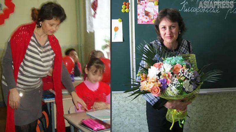 ラリーサ・ネステレンコさんがヴォルノヴァハで教鞭をとっていた当時の写真。教え子や同僚の教師とも離れ離れになった。（写真：本人のＳＮＳより）