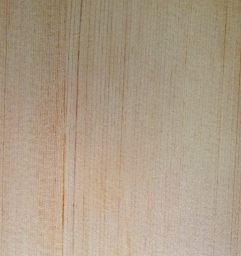 木曽檜の柾目板。細かな年輪が直線的に並ぶ